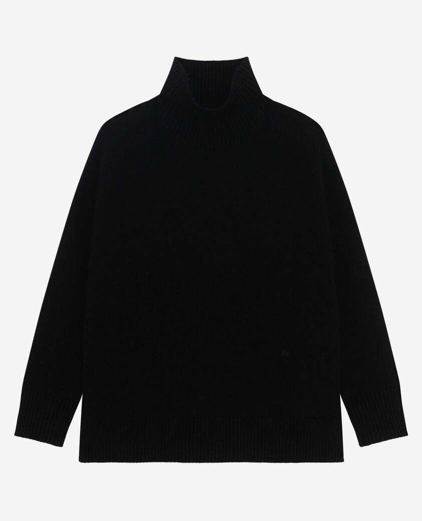 The Kooples F BLACK black cashmere stand-up collar sweater