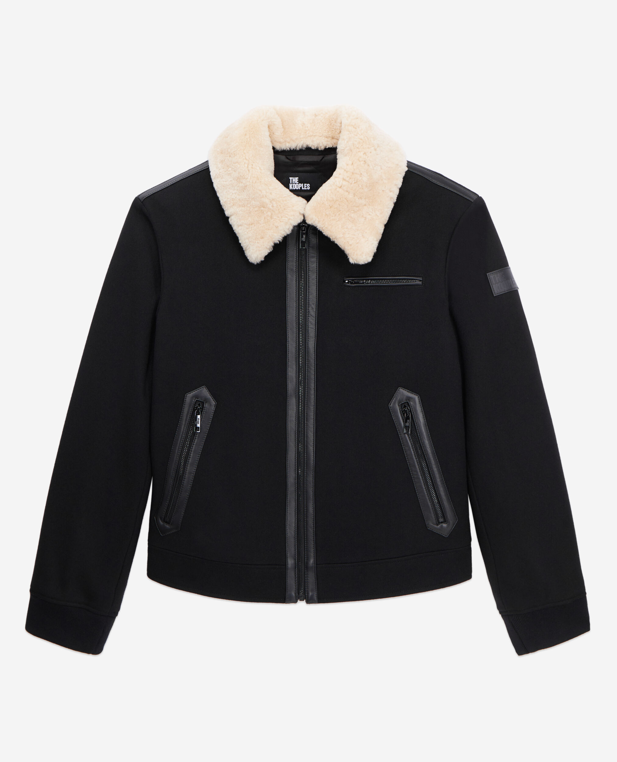 Black wool-blend bomber jacket, BLACK, hi-res image number null