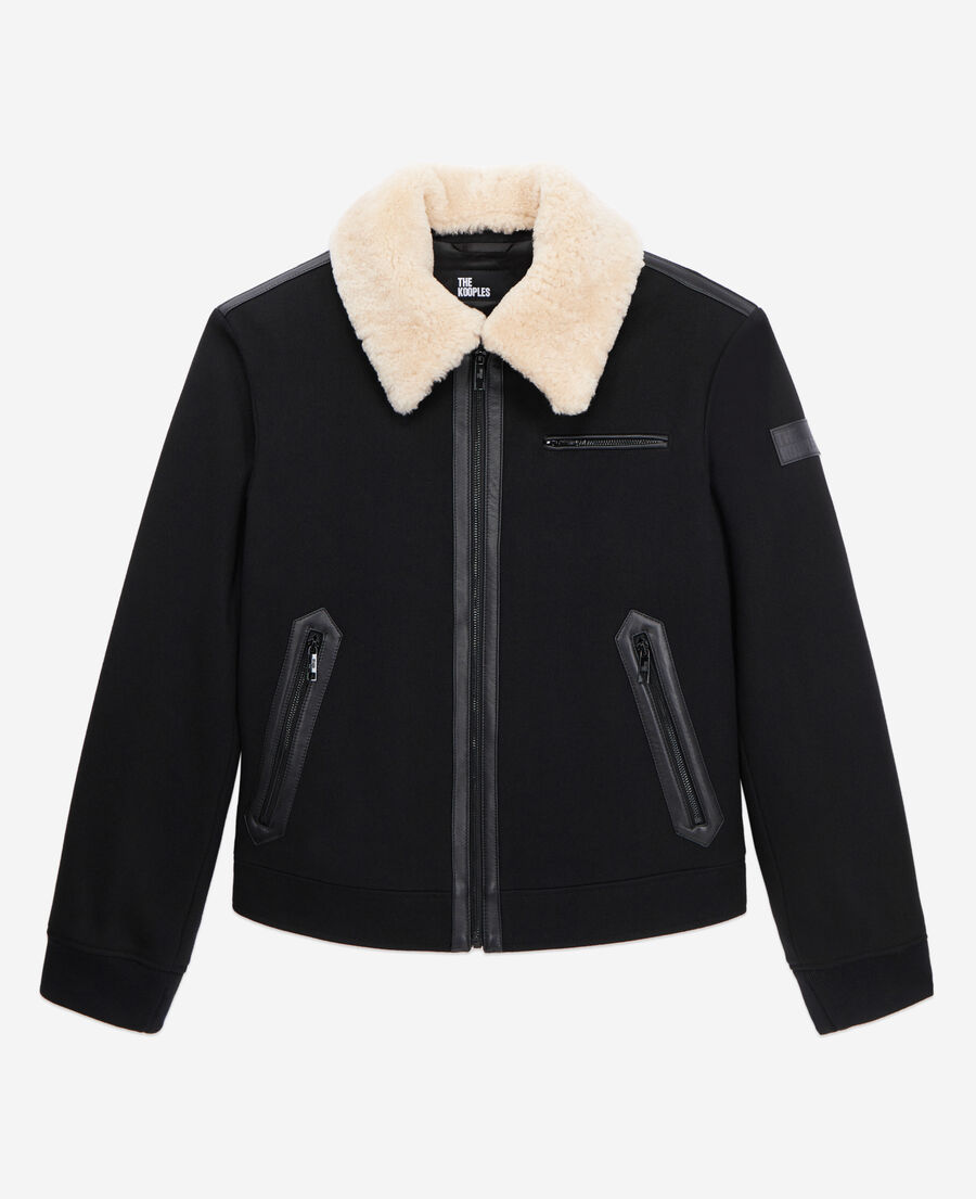 black wool-blend bomber jacket