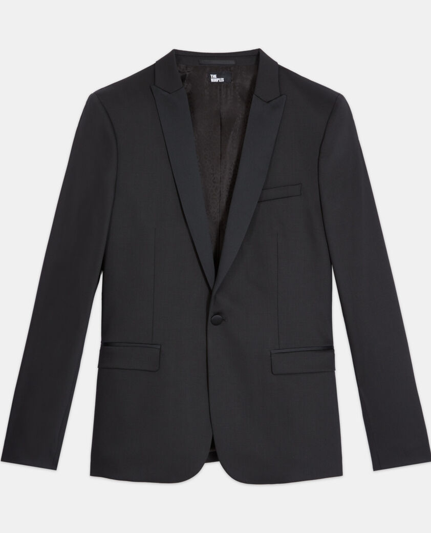 The Kooples H BLACK black wool tuxedo jacket