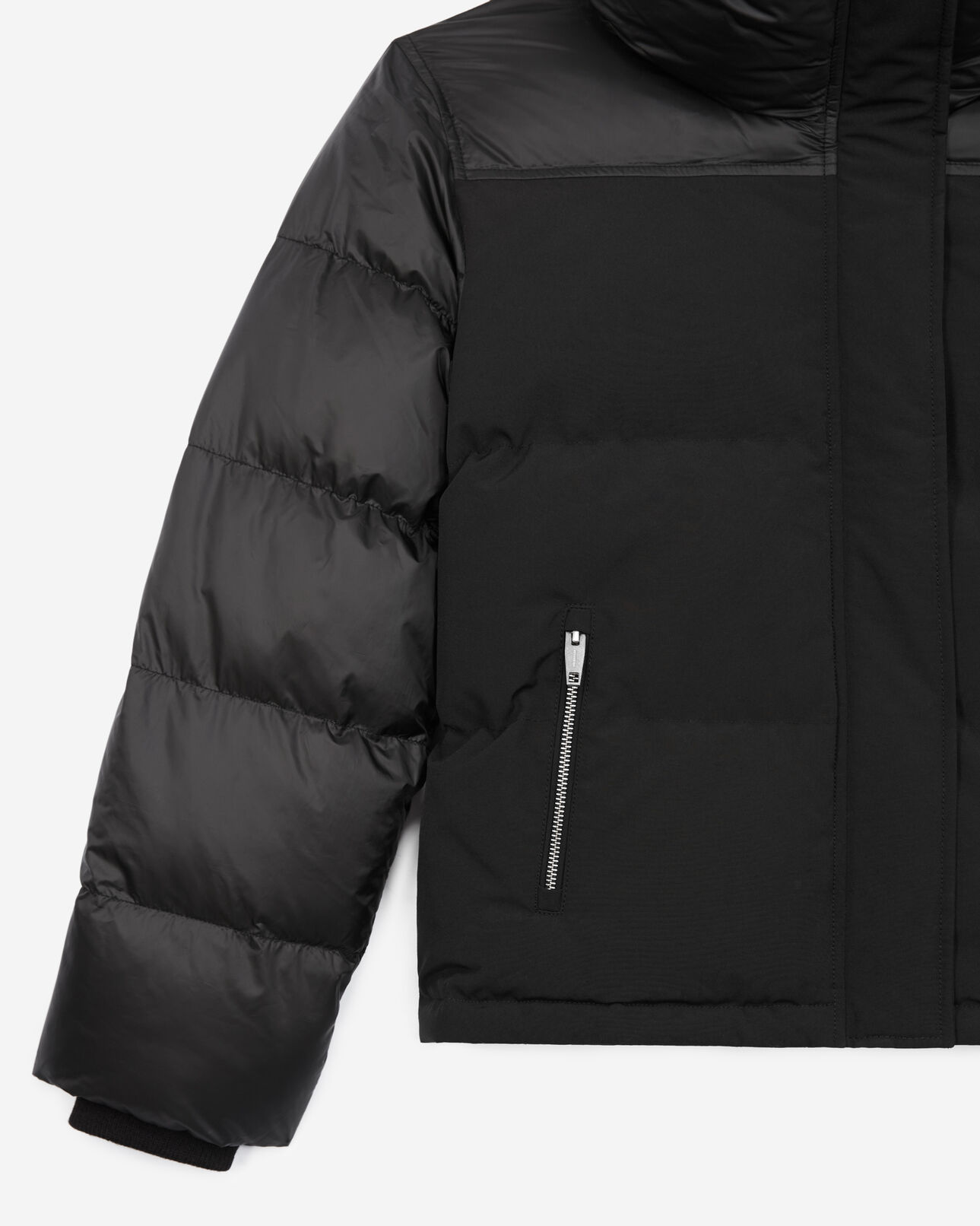 The Kooples WOMEN BLACK technical fabric black down jacket w/pockets