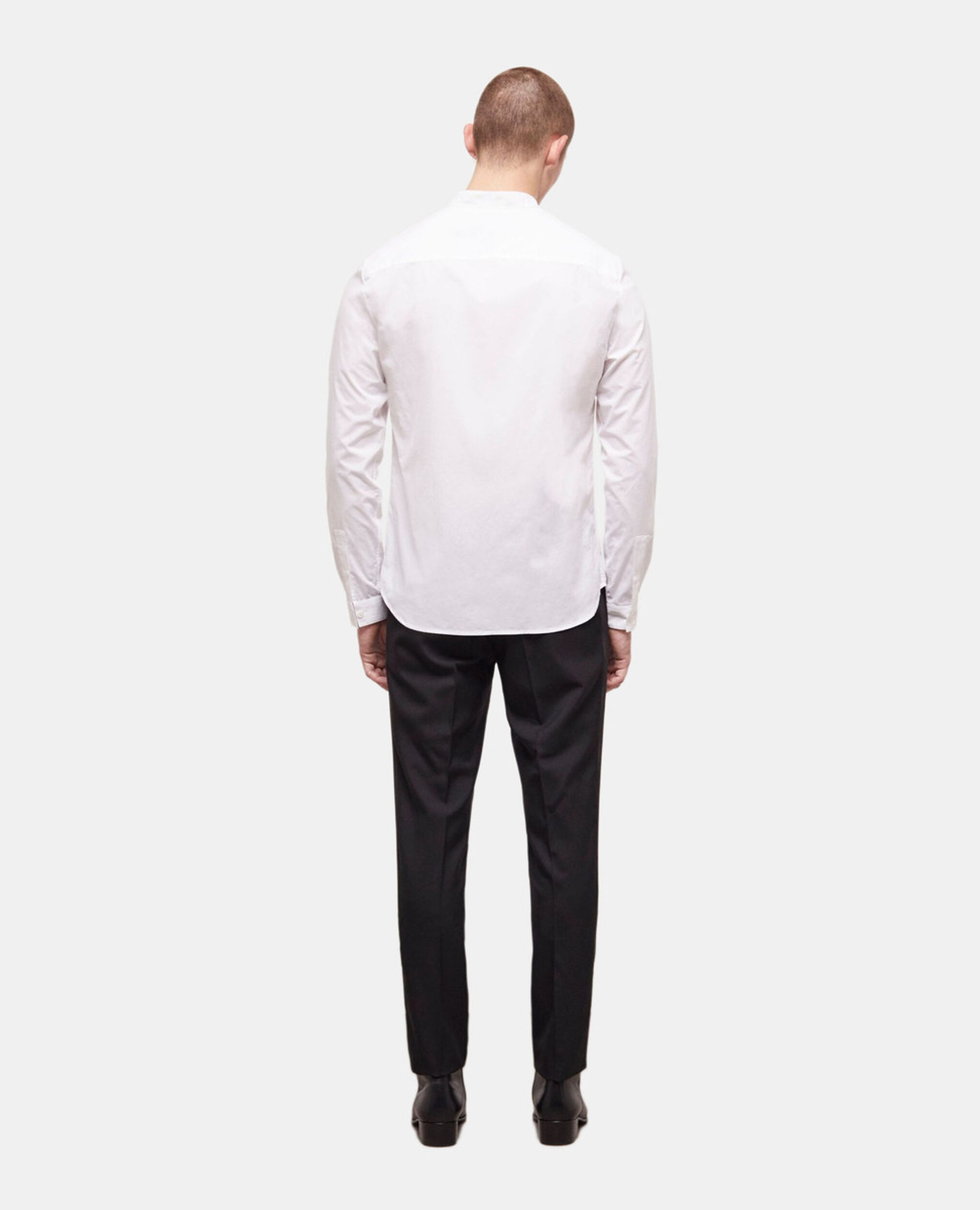 Slim-fit white shirt with officer collar, WHITE, hi-res image number null