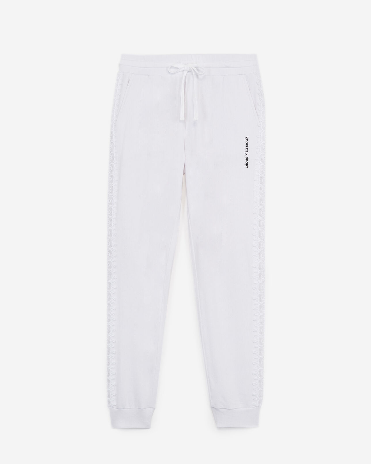 The Kooples FEMME WHITE jogging blanc molleton bande dentelle