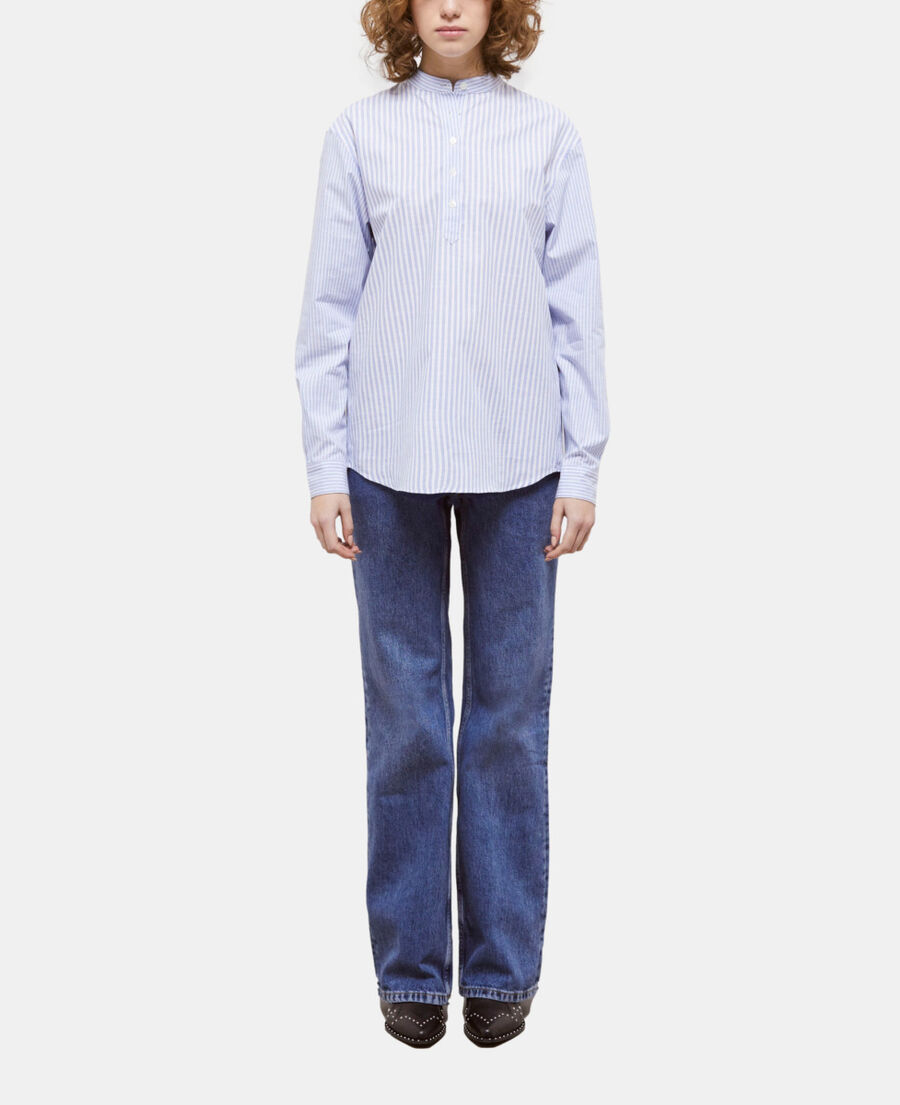 blue striped shirt