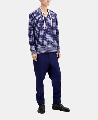 The Kooples HOMME BLUE chemise col hawaïen imprimée bleue