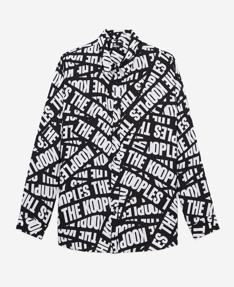 The Kooples HERREN BLACK WHITE lässiges hemd mit logo-tape