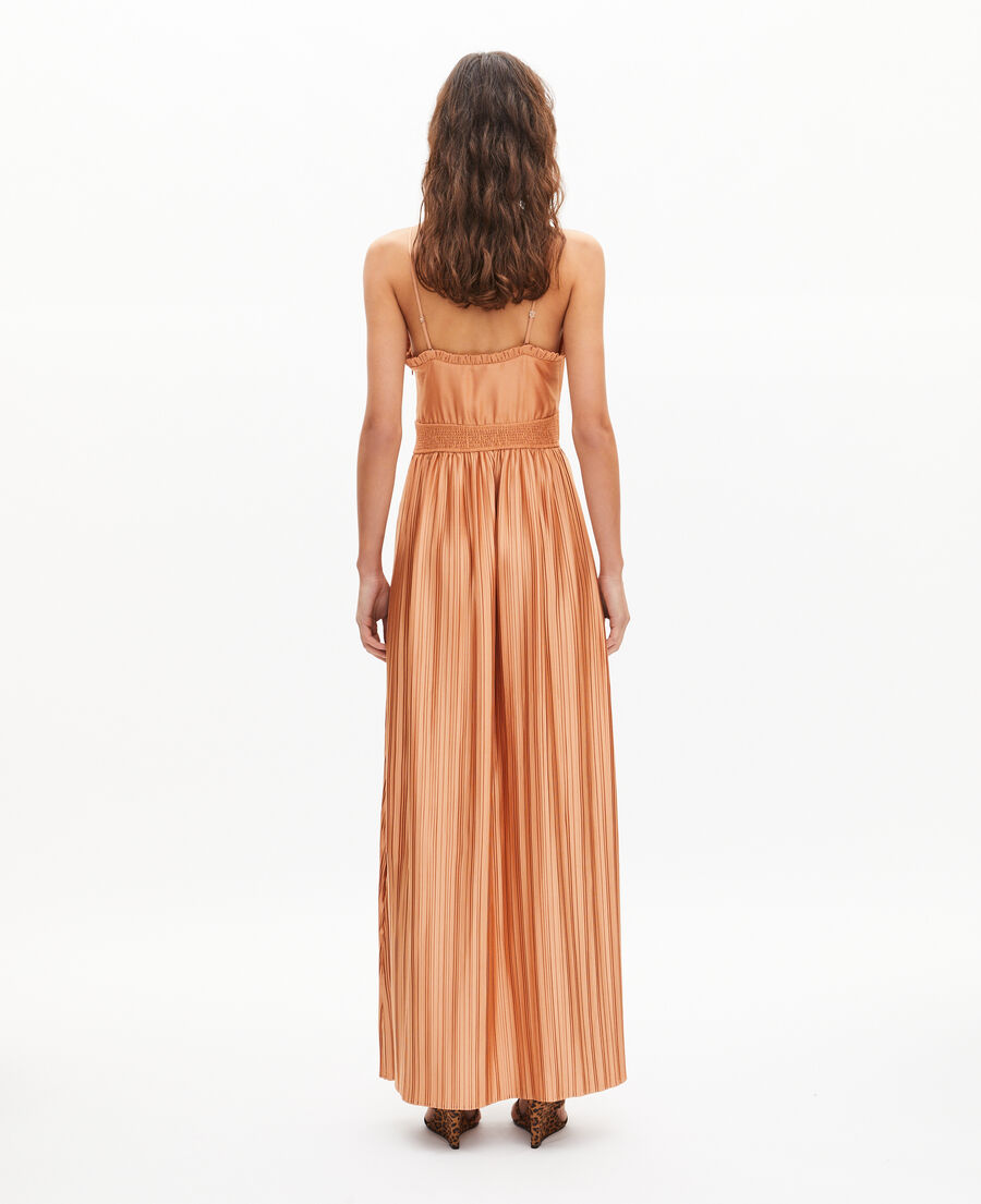 The Kooples F CAMEL light orange pleated maxi dress