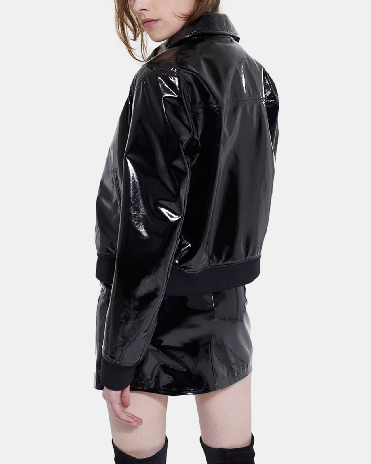The Kooples FEMME BLACK blouson court vinyle noir