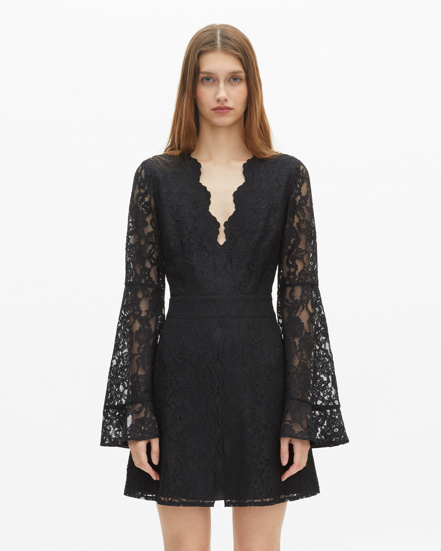 Short black lace dress, BLACK, hi-res image number null