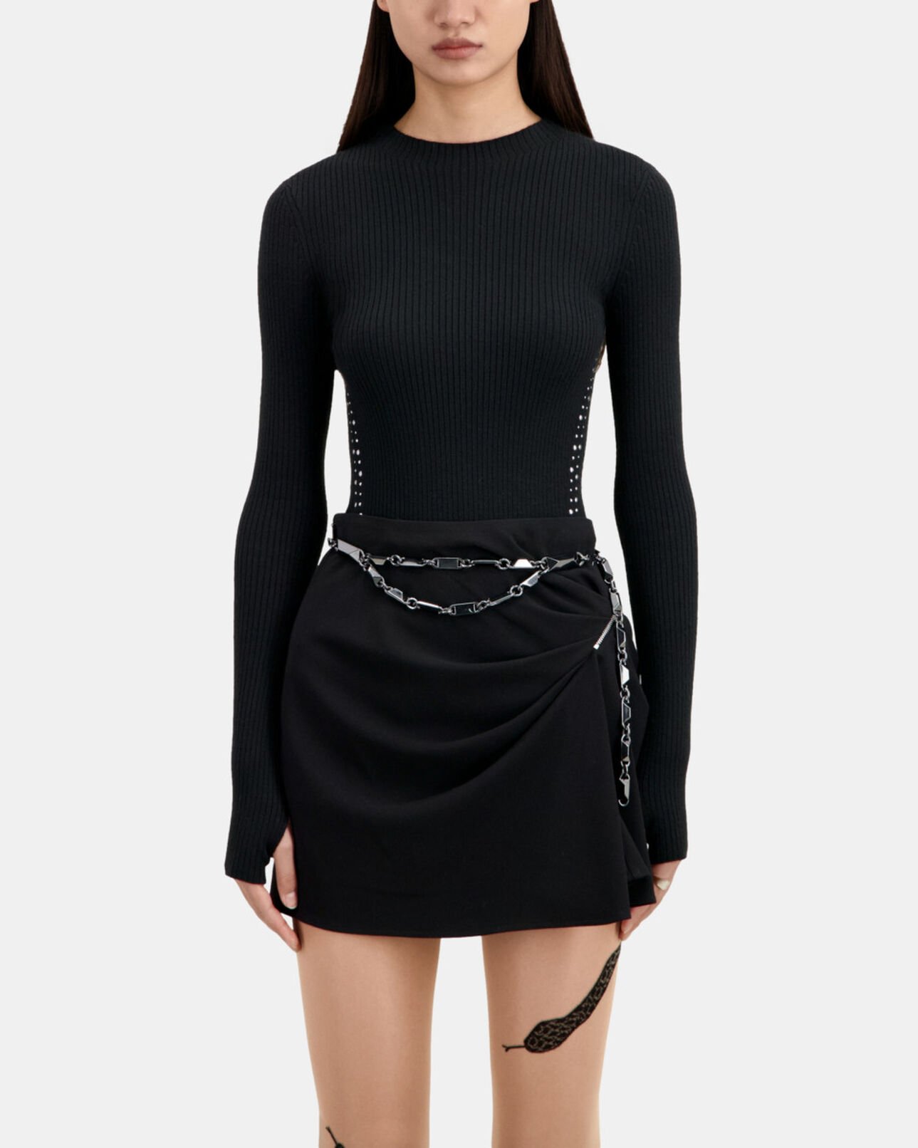 The Kooples FEMME GUN METAL ceinture chaîne ajustable
