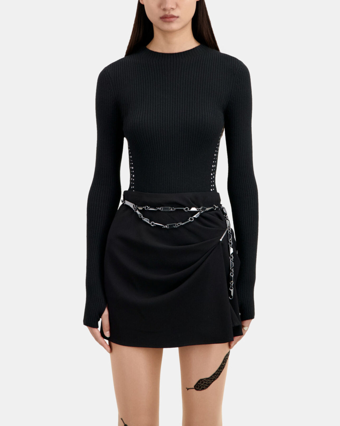 The Kooples FEMME GUN METAL ceinture chaîne ajustable
