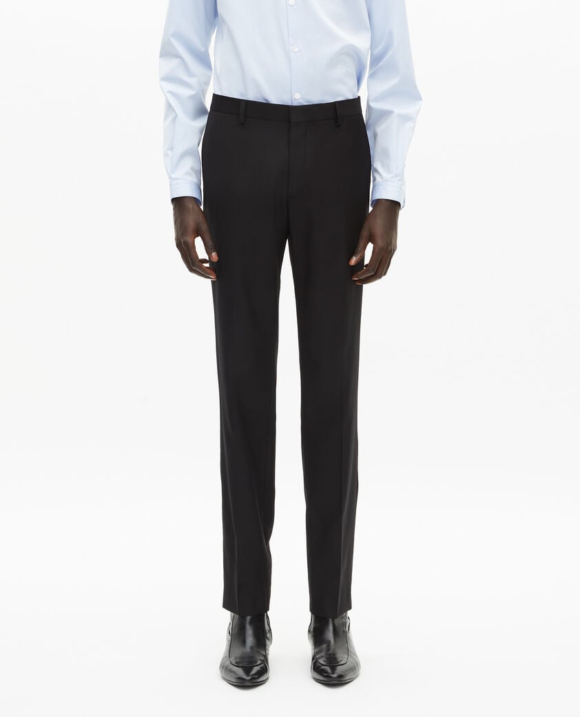 The Kooples HOMME BLACK pantalon de costume en laine ajusté noir