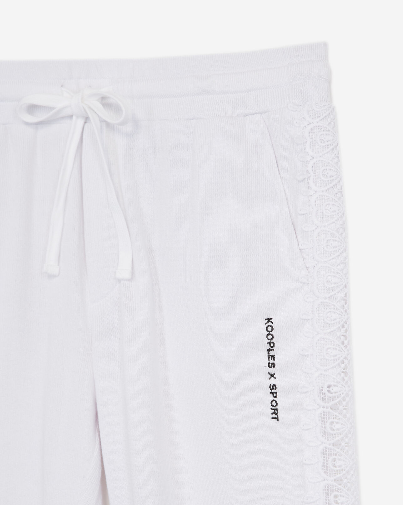 The Kooples FEMME WHITE jogging blanc molleton bande dentelle