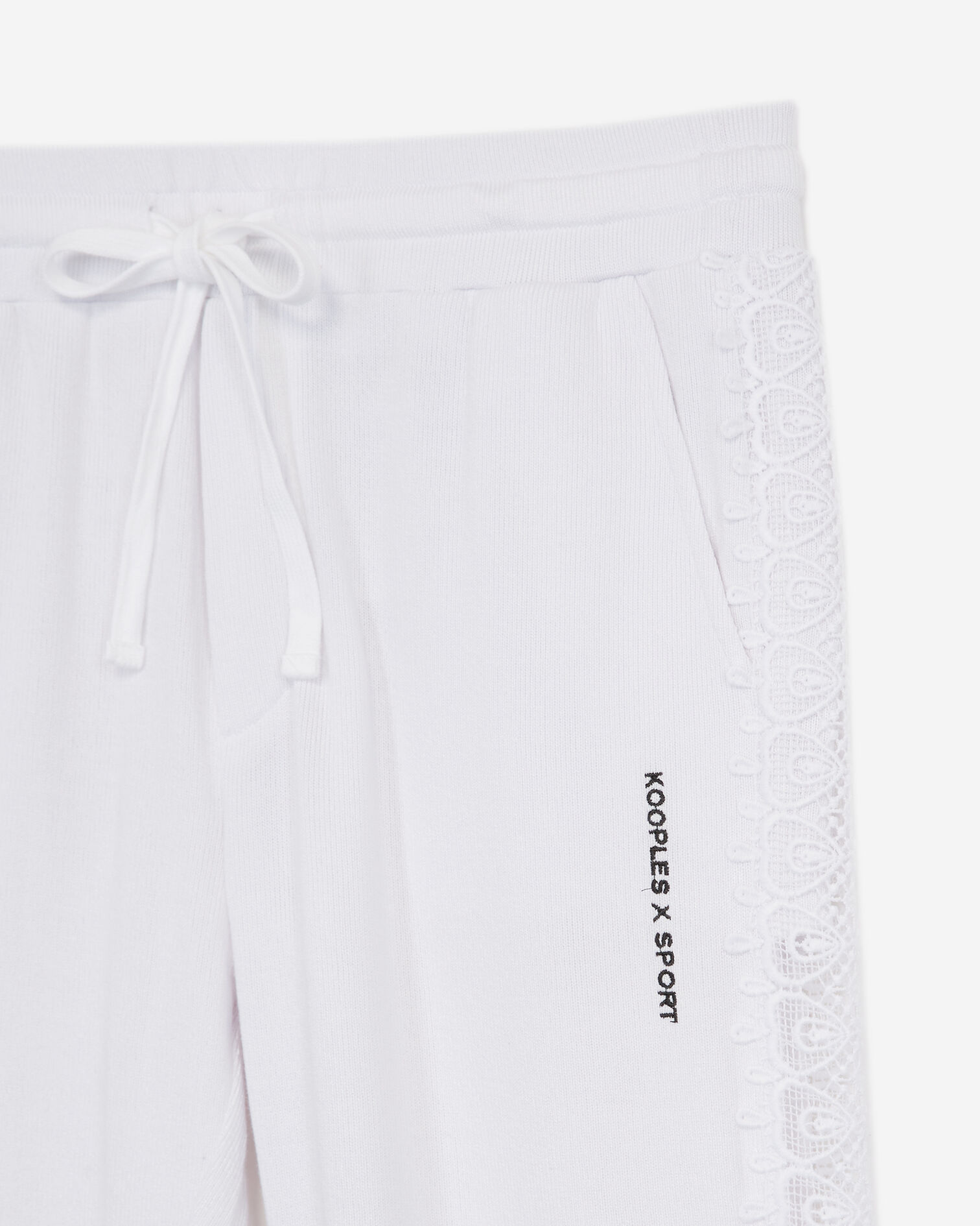 Jogging blanc molleton bande dentelle, WHITE, hi-res image number null
