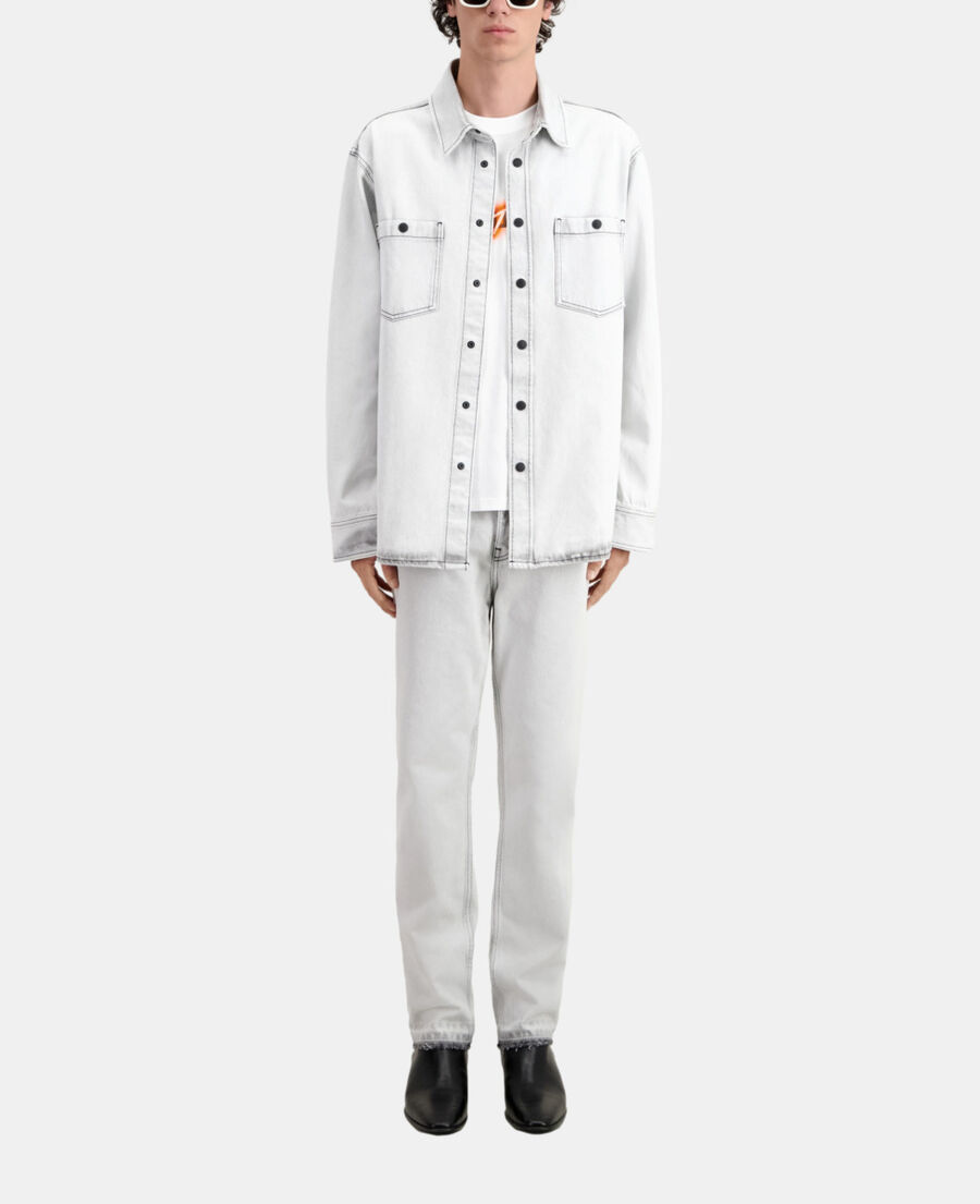 chemise blanche en denim décoloré
