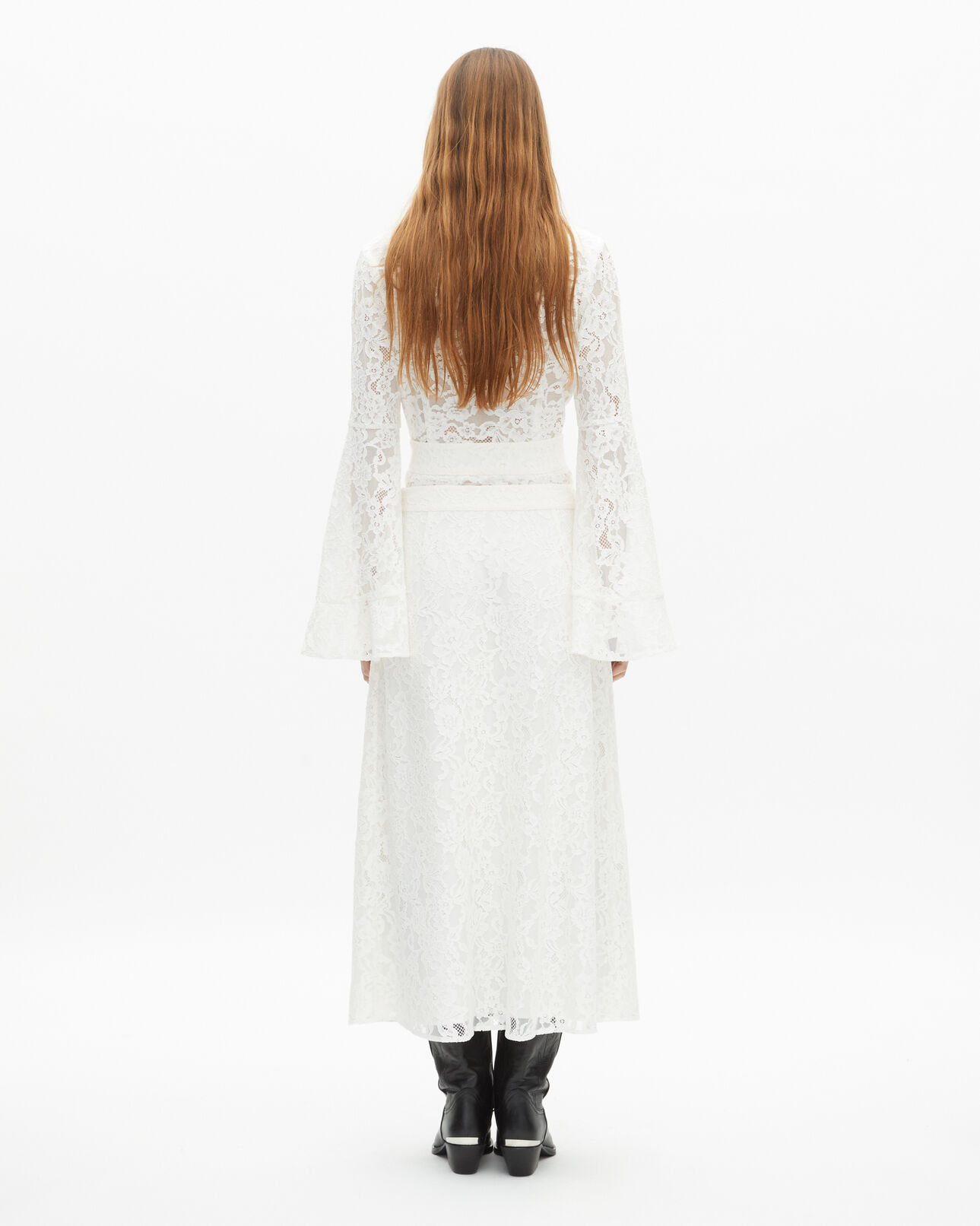 The Kooples FEMME ECRU jupe longue en dentelle blanche