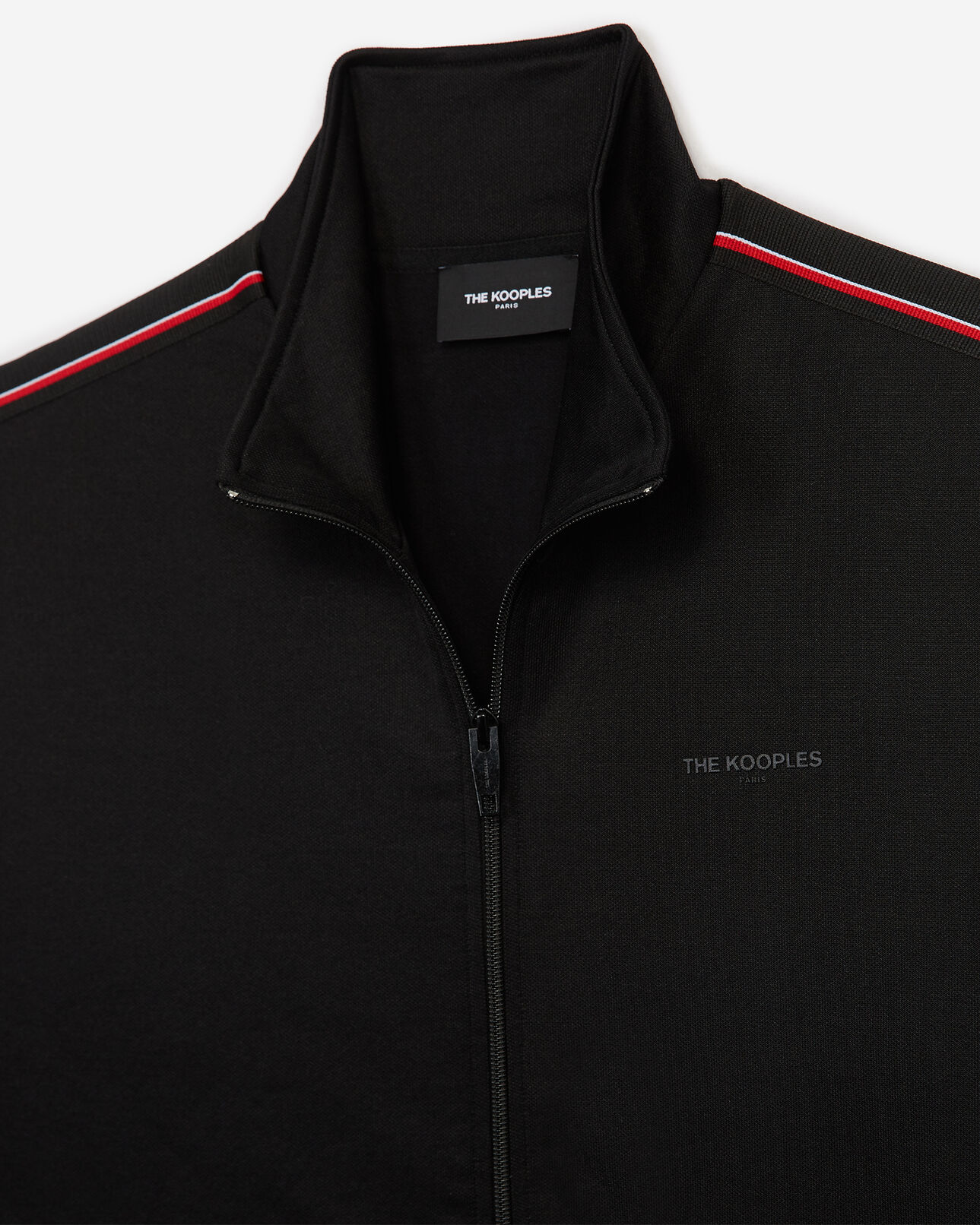 The Kooples HOMME BLACK sweat noir zippé col montant bande logo