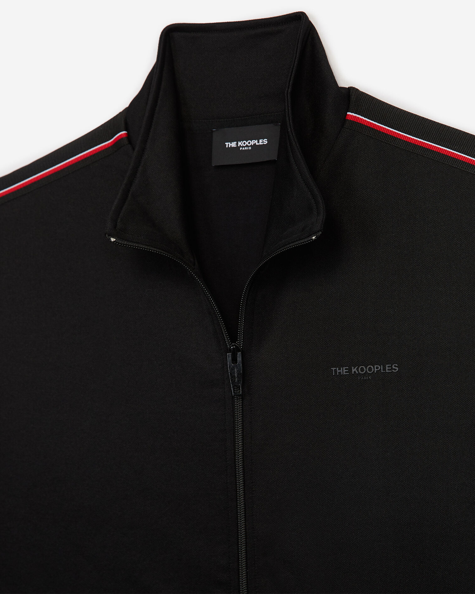 Sweat noir zippé col montant bande logo, BLACK, hi-res image number null