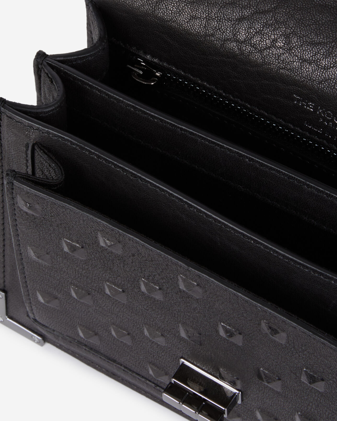 The Kooples WOMEN BLACK small emily bag in black leather with studs