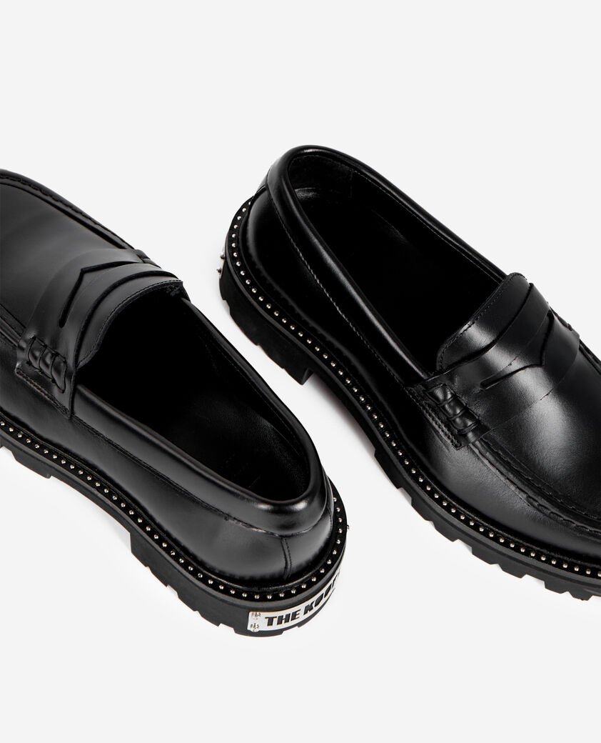The Kooples FEMME BLACK mocassins en cuir noirs