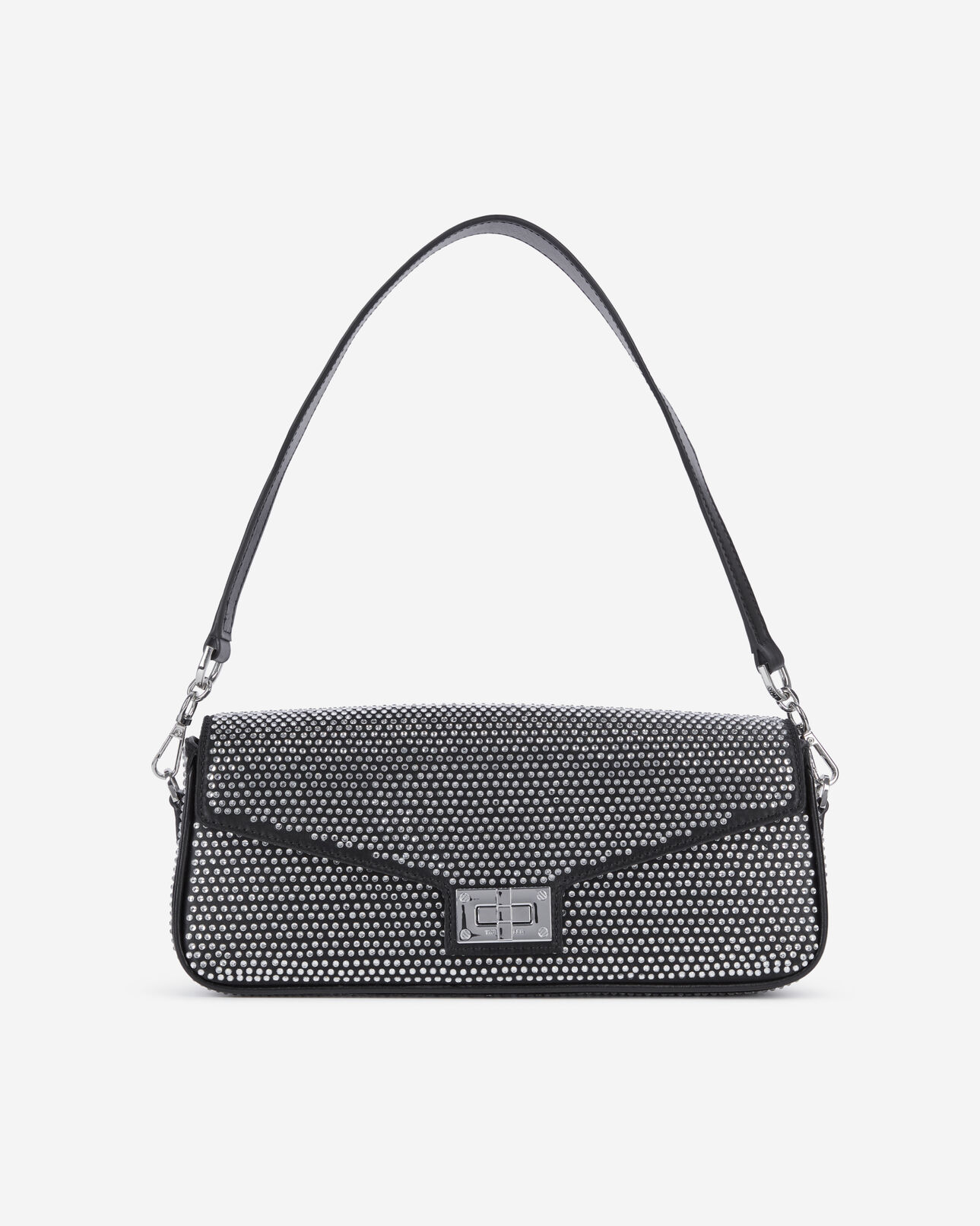 The Kooples WOMEN BLACK black nylon rhinestone clutch bag