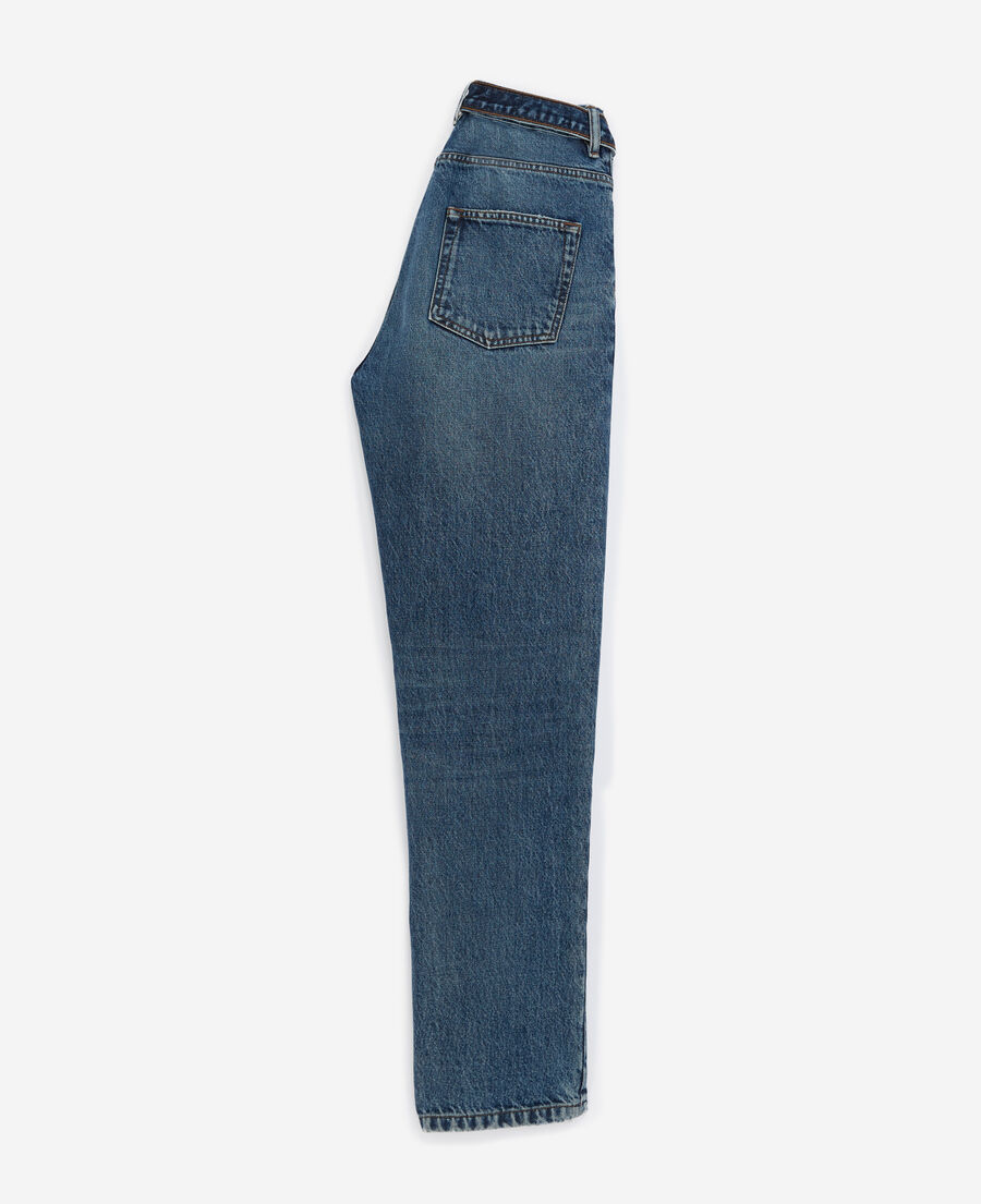 faded blue jeans with removable belt