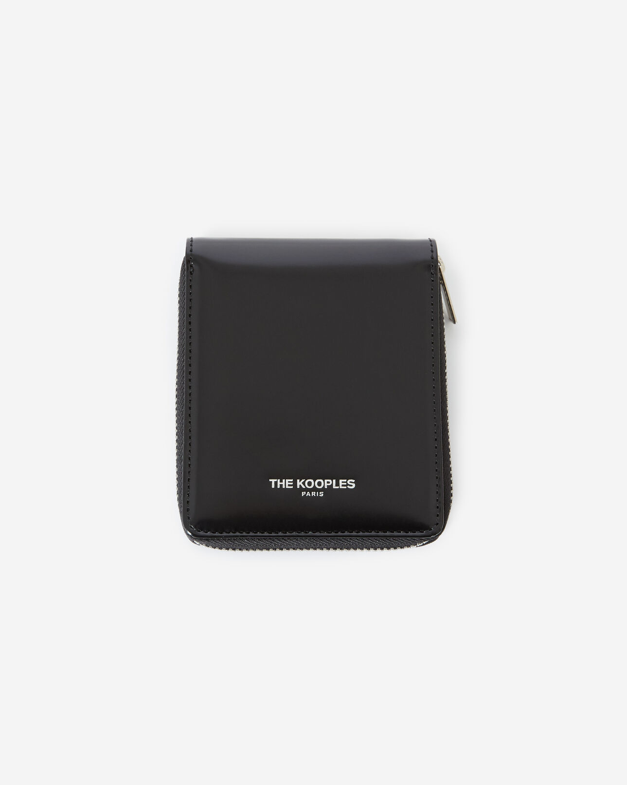The Kooples WOMEN BLACK black leather wallet with silver zip