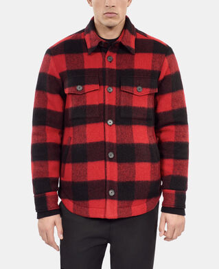 The Kooples MEN RED / BLACK overshirt-style checked jacket