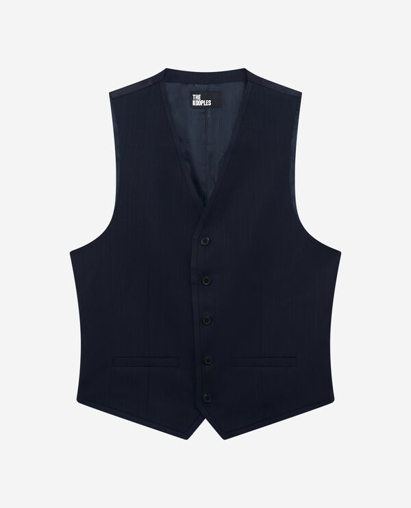 The Kooples HOMME DARK NAVY gilet de costume en laine bleu marine