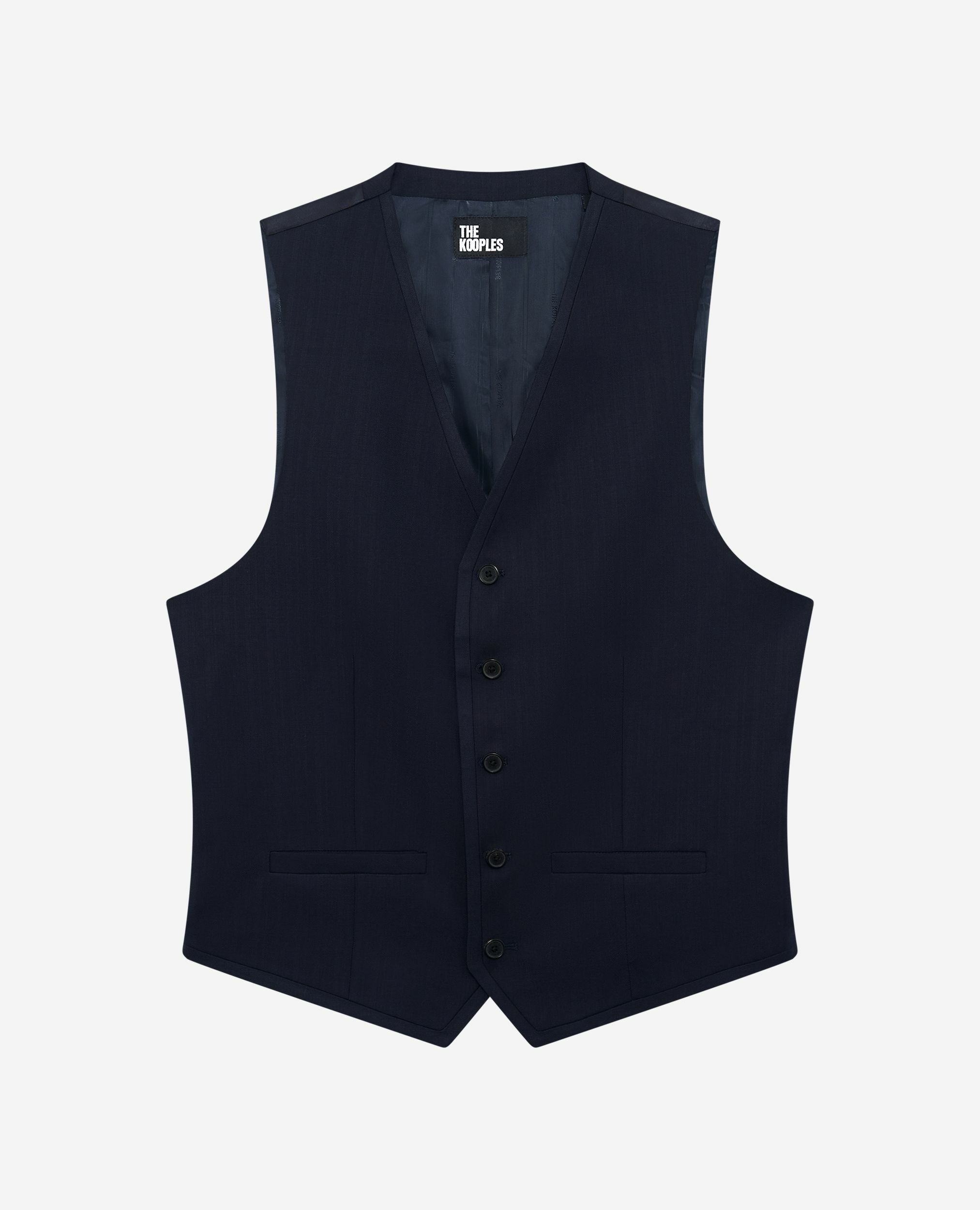 Navy blue wool suit vest, DARK NAVY, hi-res image number null