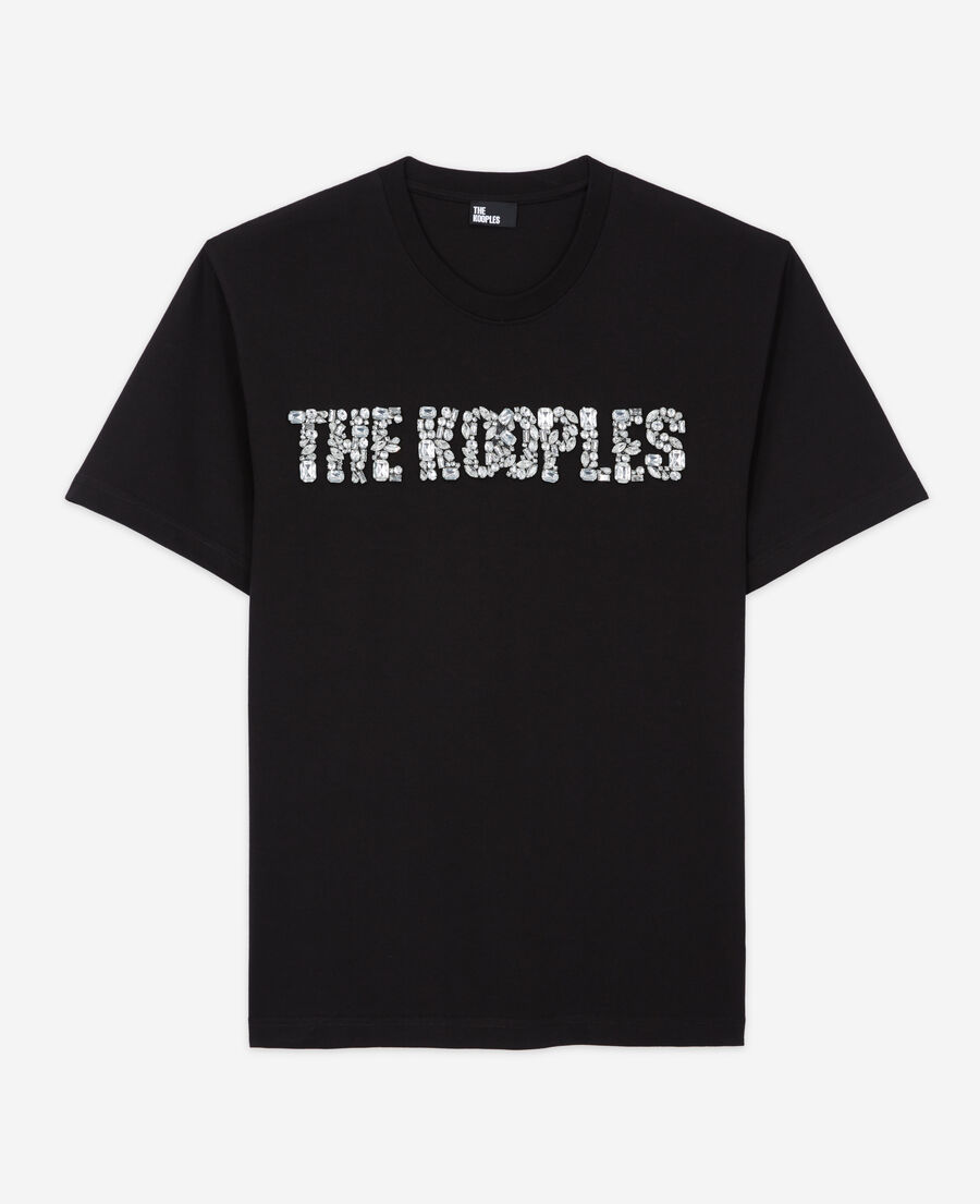 black logo t-shirt with rhinestones