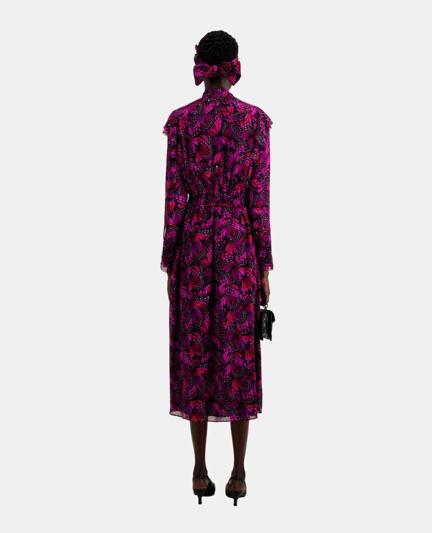 The Kooples FEMME PINK robe longue imprimée avec volants