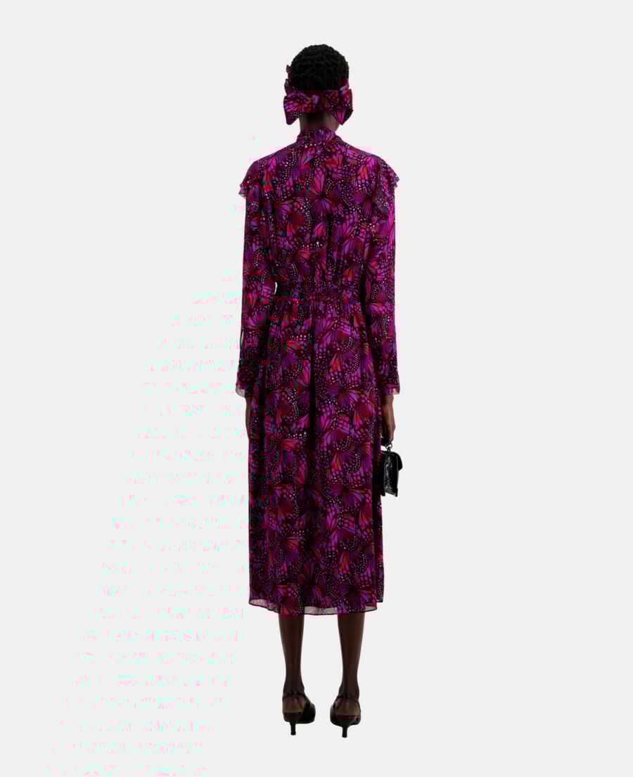 The Kooples FEMME PINK robe longue imprimée avec volants