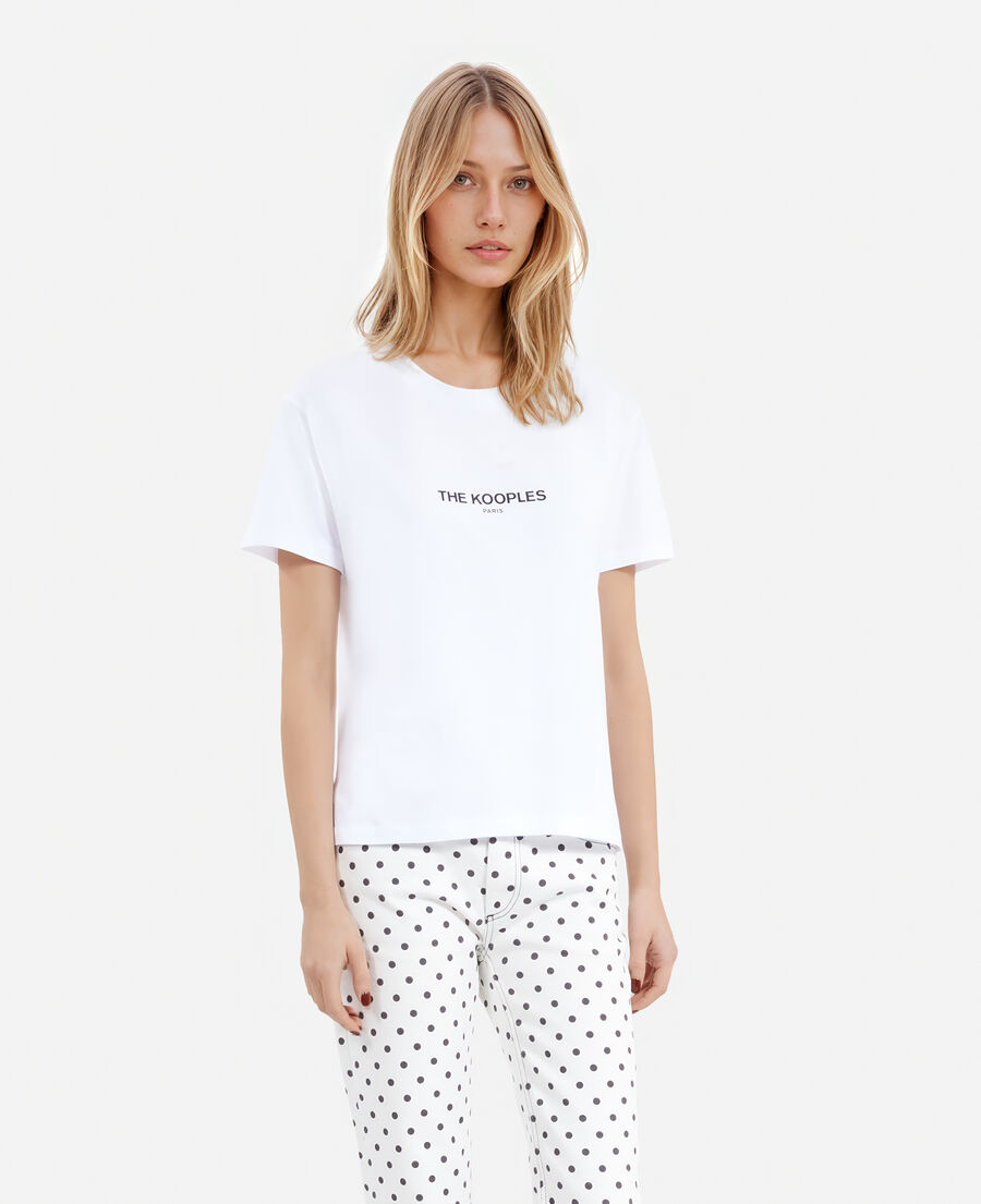 white cotton t-shirt with printed logo