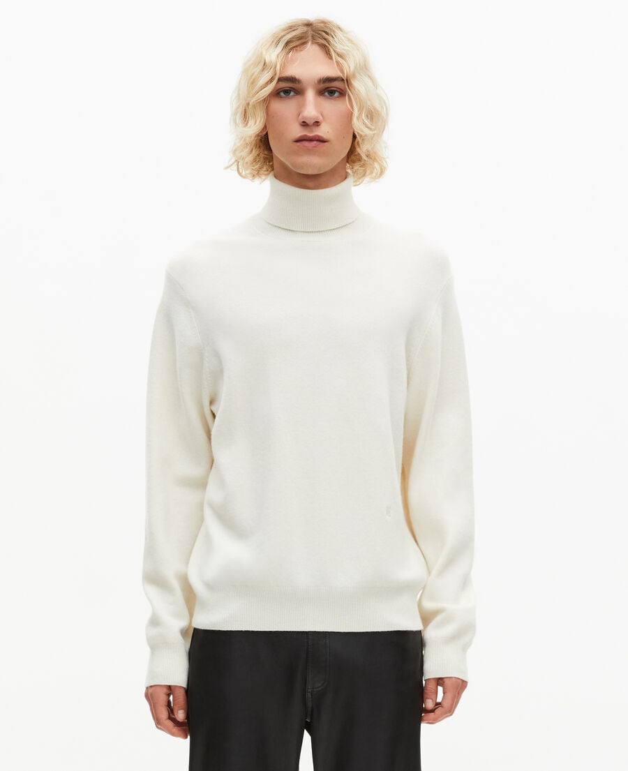 The Kooples H ECRU turtleneck sweater in ecru cashmere