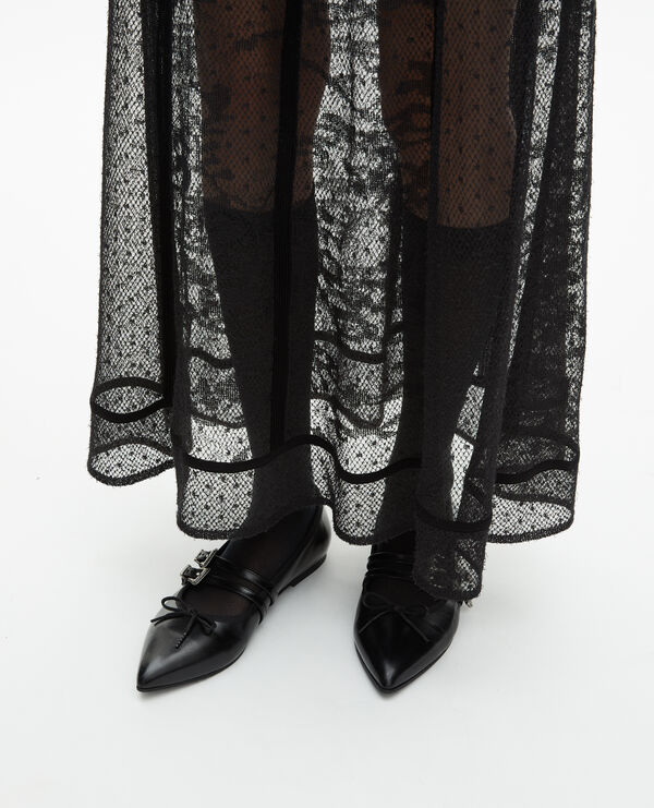 The Kooples WOMEN BLACK long black mesh and lace dress