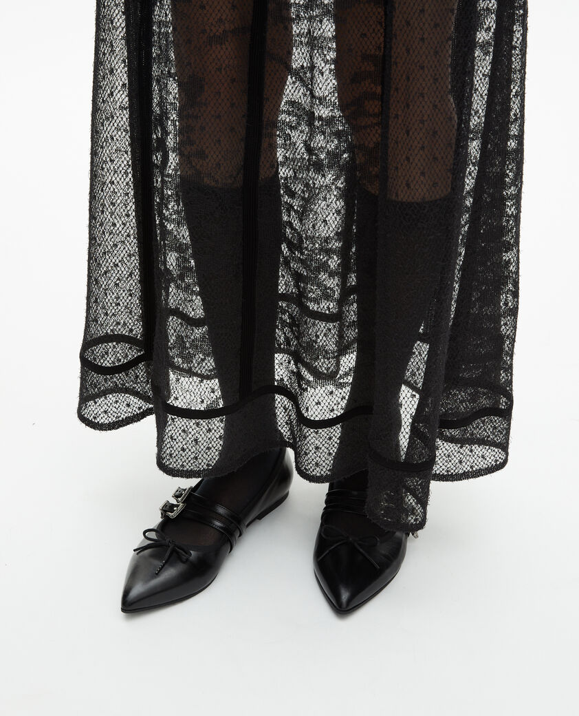 The Kooples WOMEN BLACK long black mesh and lace dress