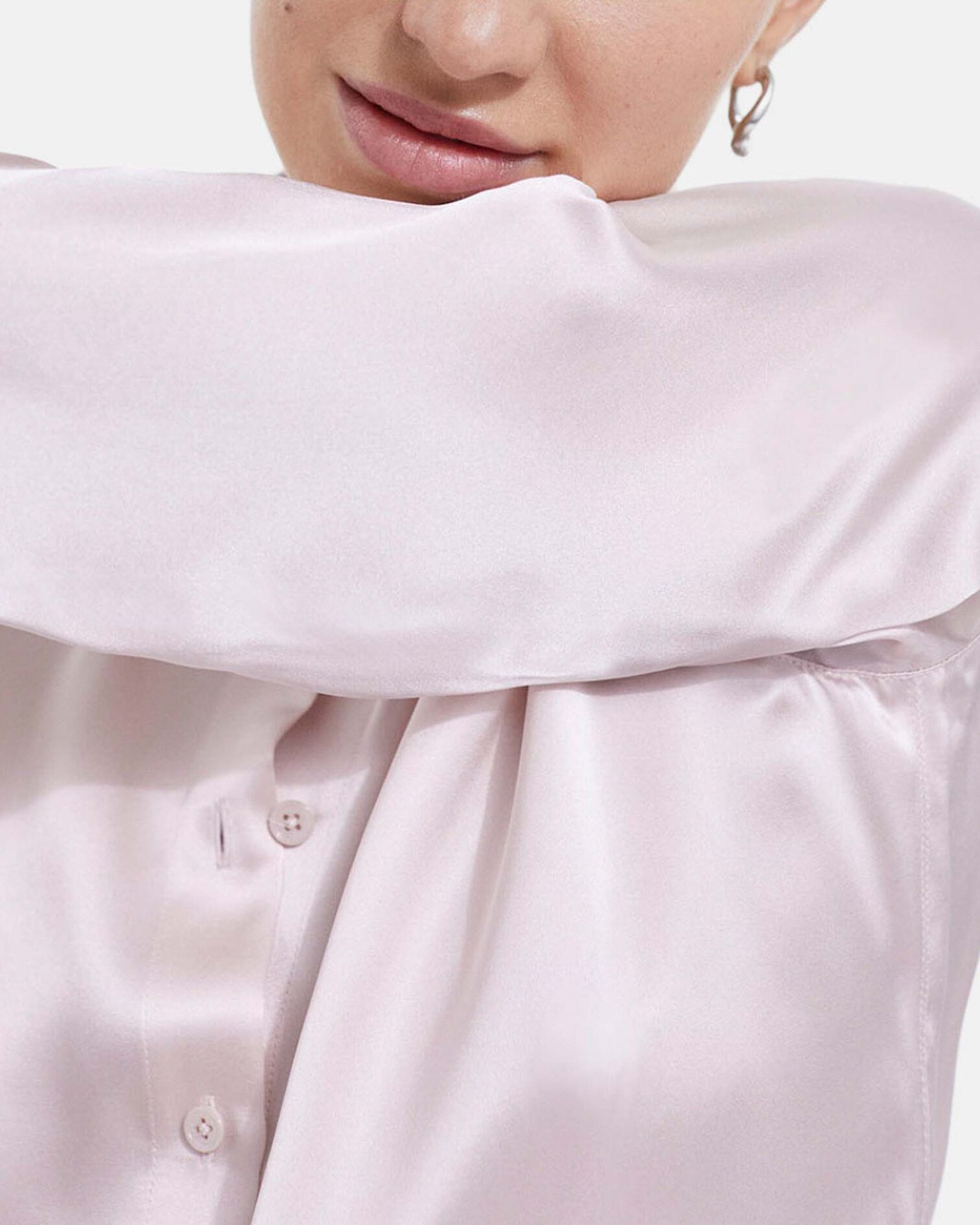 Pale pink silk shirt with wide cuffs, LIGHT PINK, hi-res image number null