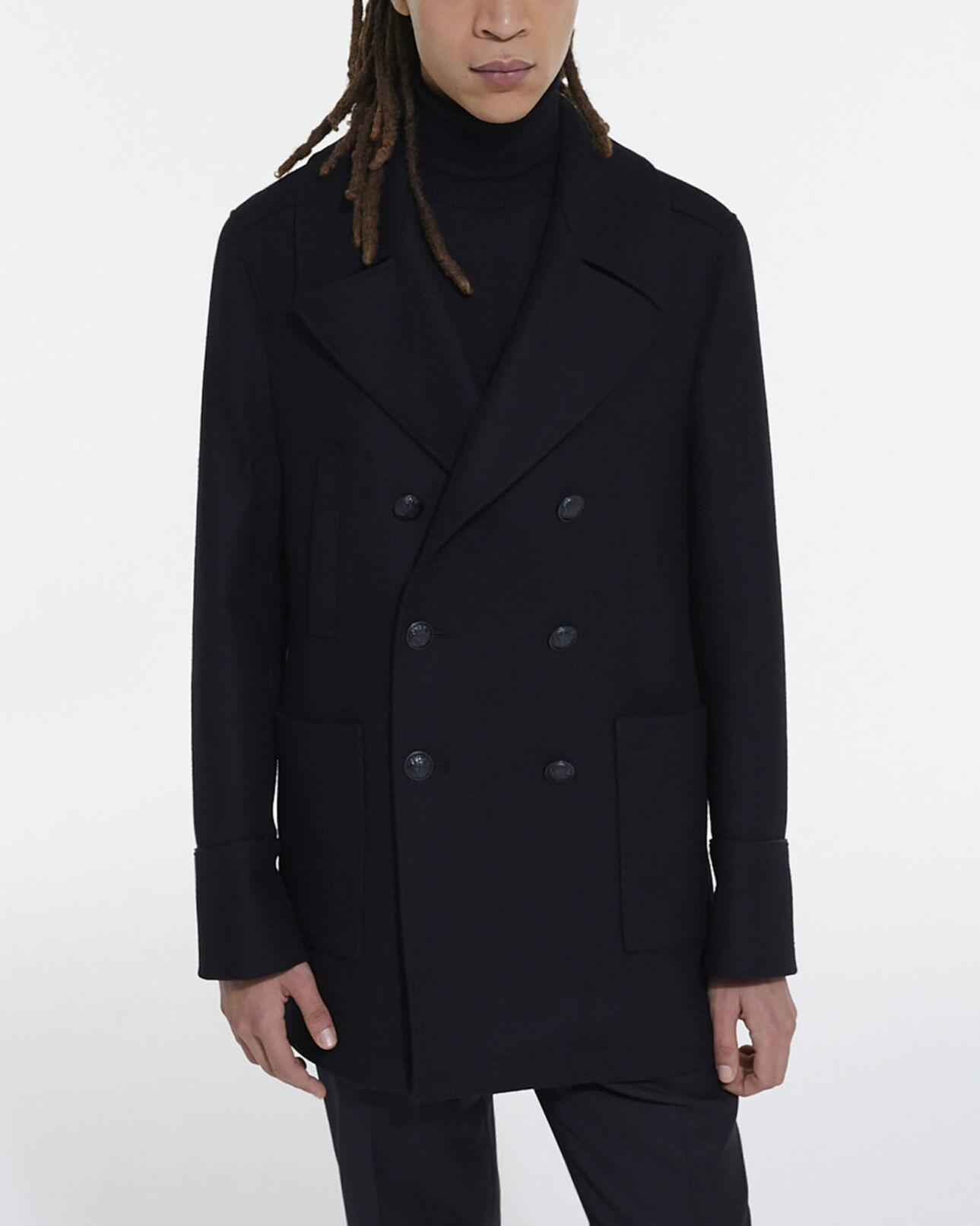 The Kooples HOMME BLACK manteau en laine noir