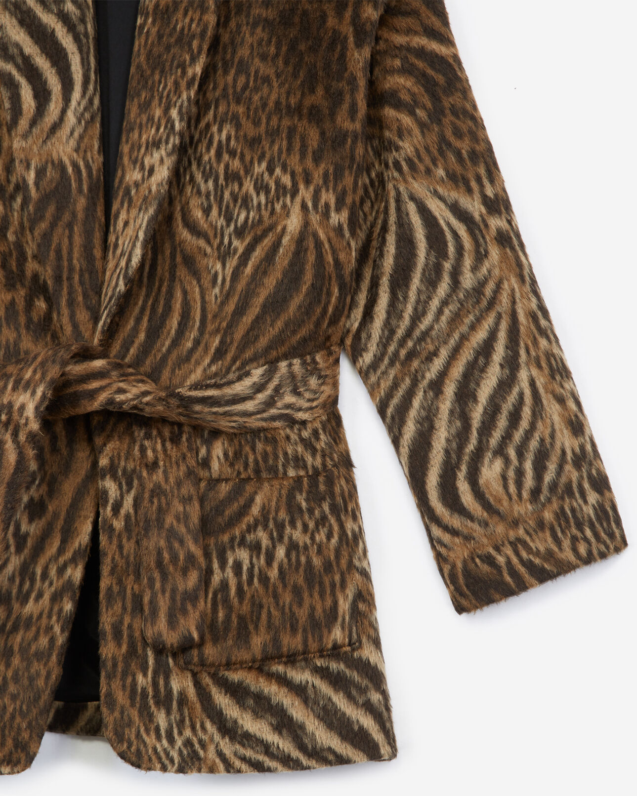 The Kooples WOMEN MULTICOLOR short belted wool leopard coat