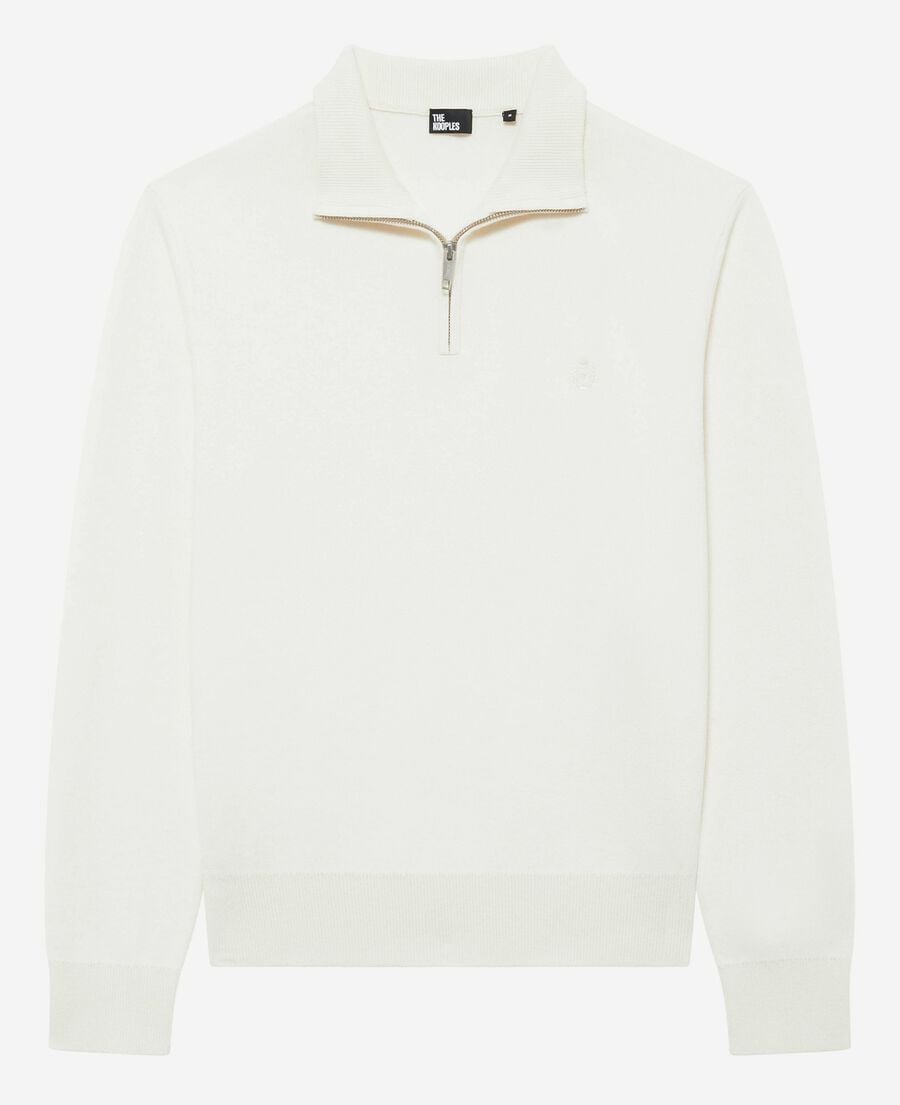 The Kooples MEN ECRU double-sided ecru wool crew neck sweater