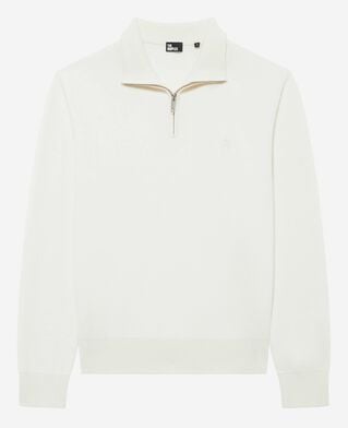 The Kooples MEN ECRU double-sided ecru wool crew neck sweater