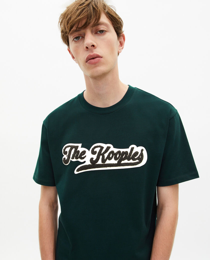 The Kooples HERREN BOTTLE GREEN t-shirt mit dunkelgr&uuml;nem aufn&auml;her