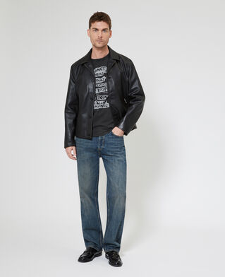 The Kooples MEN BLACK WASHED black leather jacket with tailored collar
