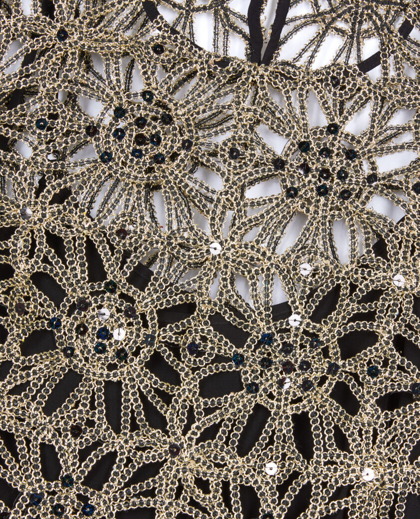 The Kooples FEMME ANTIC GOLD robe courte en guipure dor&eacute;e