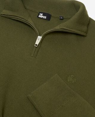 The Kooples MEN KAKI khaki double-sided wool crew neck sweater