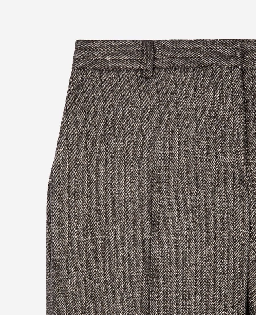 The Kooples FEMME BLACK pantalon tailleur droit à chevrons lurex doré et noir