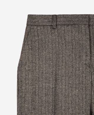The Kooples FEMME BLACK pantalon tailleur droit à chevrons lurex doré et noir