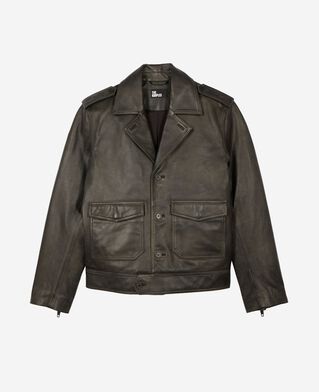 The Kooples HERREN BLACK gekn&ouml;pfte jacke aus schwarzem leder