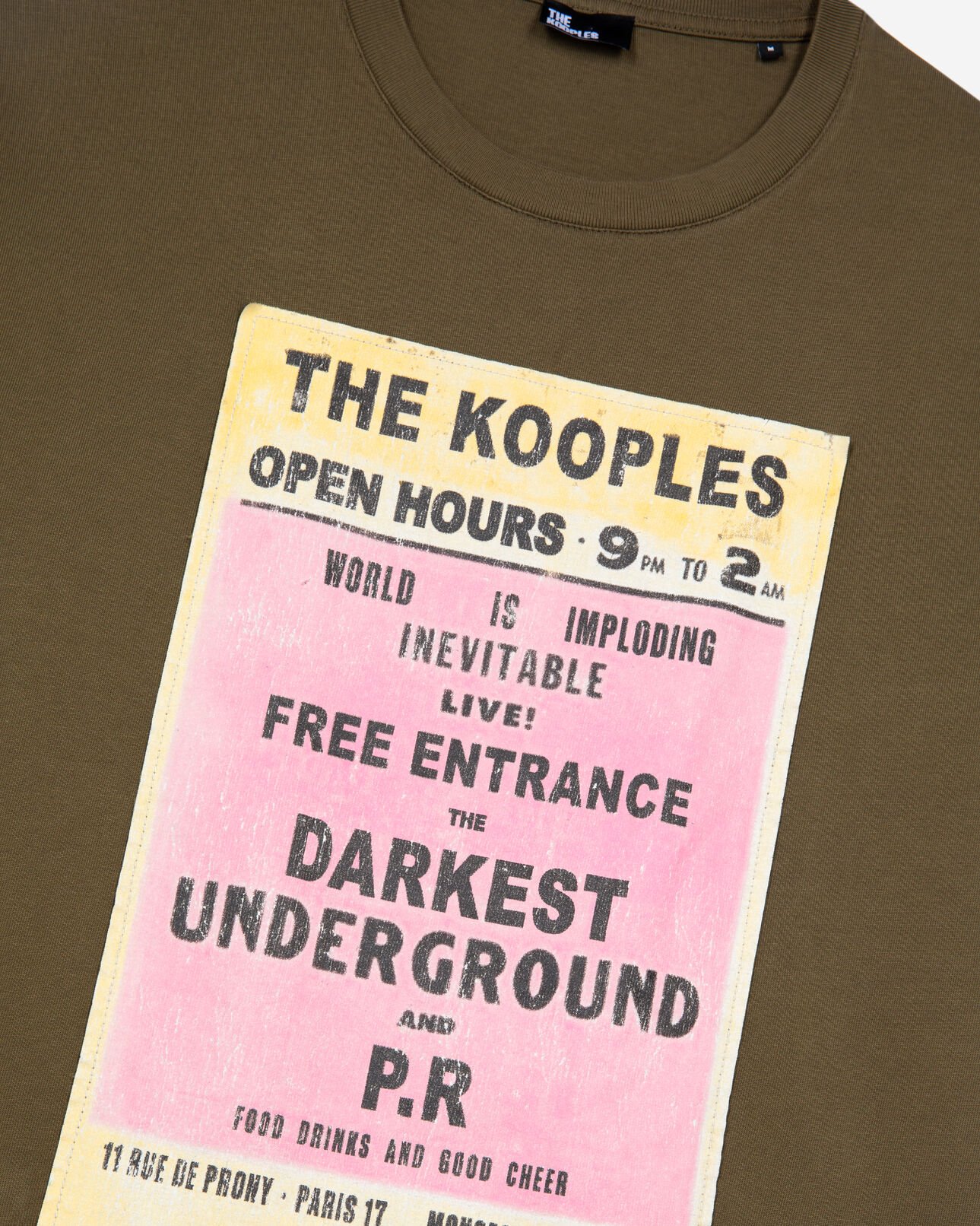 The Kooples MEN OLIVE KAKI t-shirt with khaki screen print